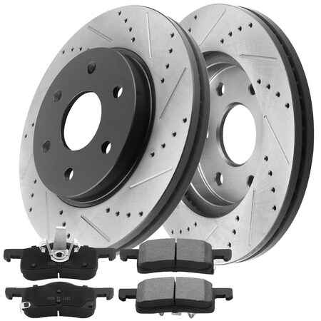 Motorbymotor MotorbyMotor Rear 342mm Drilled & Slotted Brake Rotor & Brake Pad kit 12065095&D935(6Pack) BRR12065095BK-D935